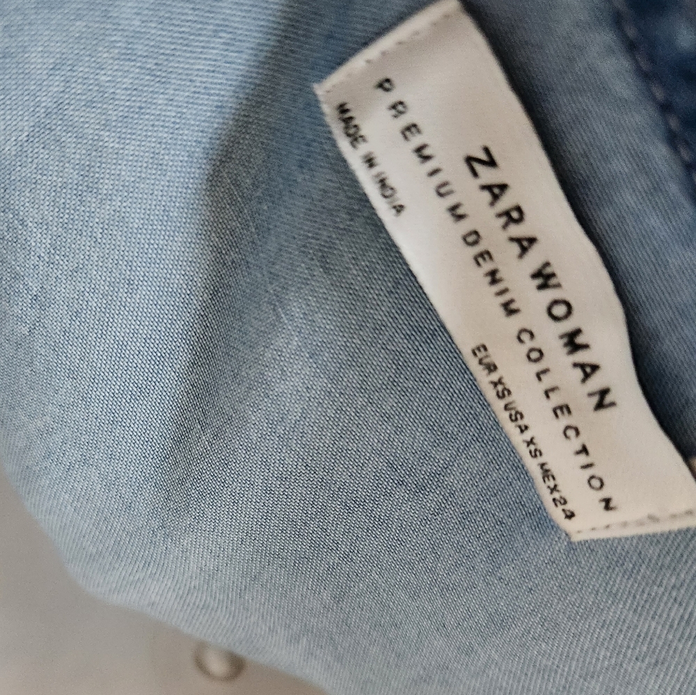 Zara Chambray Off Shoulder Midi Dress Bell Sleeves |Size XS | Bloggers Favorite - Picture 11 of 12